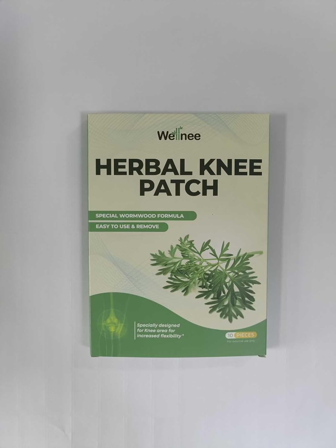 Original Wellnee Herbal Knee Patch - Wellknee Plaster for Knee su, Back Pain, Lower Back Pain, Neck Pain, Shoulders Pain, Muscle Pain - Adhesive Heat Patches Made with Natural Herbs (10 Pads)