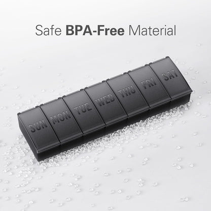 Barhon Pill Organizer Large, Weekly Pills Organizer Pill Box, Medicine Pill Organizers Travel, 7 Day Pill Case for Big Vitamin Supplements Fish Oil, Black