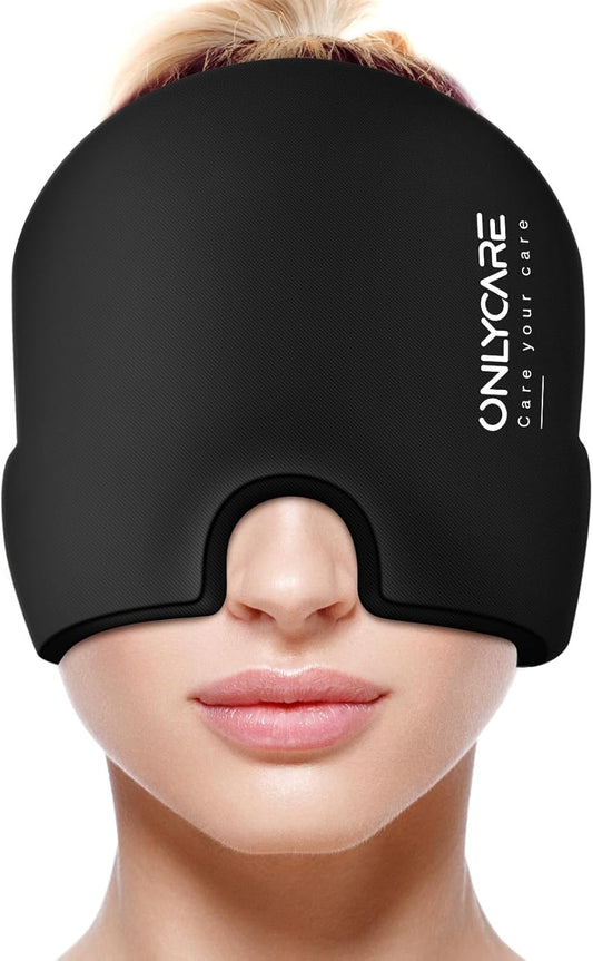 ONLYCARE Migraine Relief Cap, Migraine Mask 2025 Upgraded Reusable Gel Ice Pack for Headache, Cold Therapy Cooling Ice Pack Migraine Cap