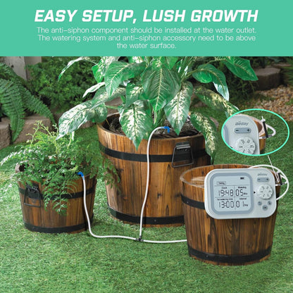 Automatic Drip Irrigation Kit - Automatic Plant Waterer - Drip Irrigation System - Self Watering System for 15 Potted Plants - Programmable Water Timer with Smart Humidity Detection - PuriLite