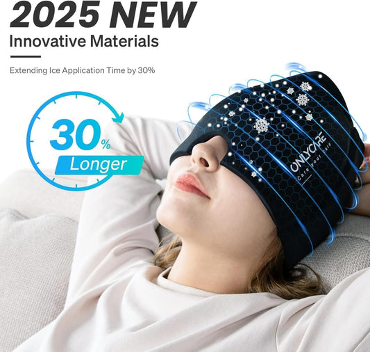 ONLYCARE Migraine Relief Cap, Migraine Mask 2025 Upgraded Reusable Gel Ice Pack for Headache, Cold Therapy Cooling Ice Pack Migraine Cap - PuriLite