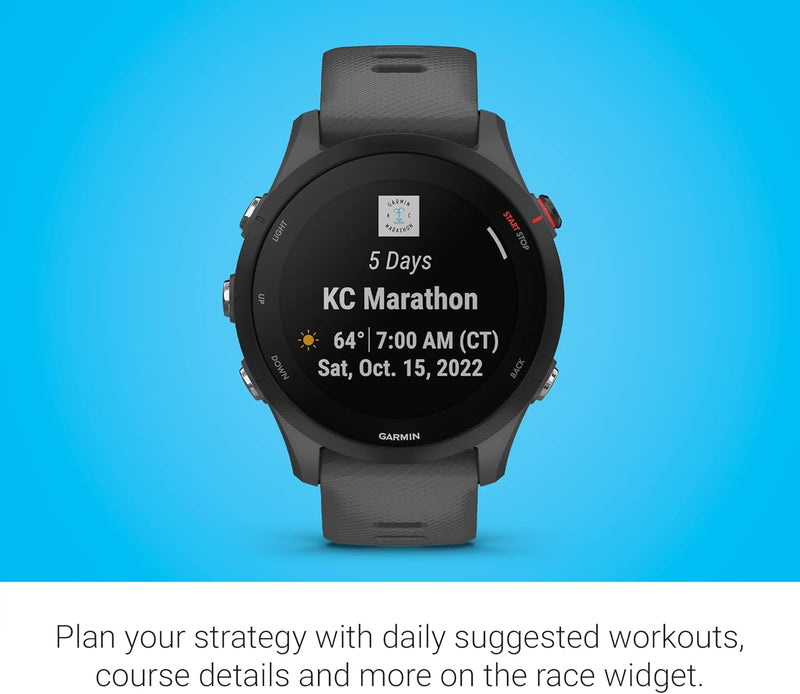 Garmin Forerunner® 255, GPS Running Smartwatch, Advanced Insights, Long-Lasting Battery, Slate Gray, 46 MM