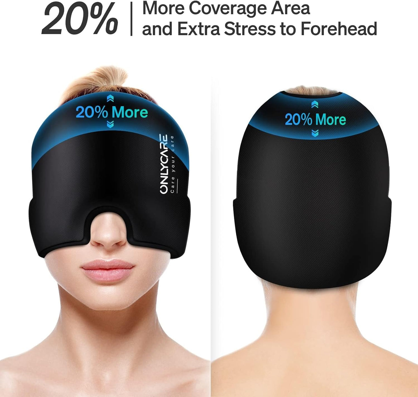 ONLYCARE Migraine Relief Cap, Migraine Mask 2025 Upgraded Reusable Gel Ice Pack for Headache, Cold Therapy Cooling Ice Pack Migraine Cap