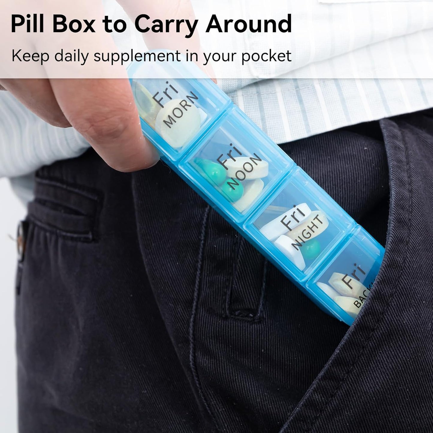 Weekly Pill Organizer 4 Times a Day, Travel Pill Case, Large Medicine Organizer 7 Day, Daviky Daily Box Container with 28 Compartments to Hold Vitamins, Medication