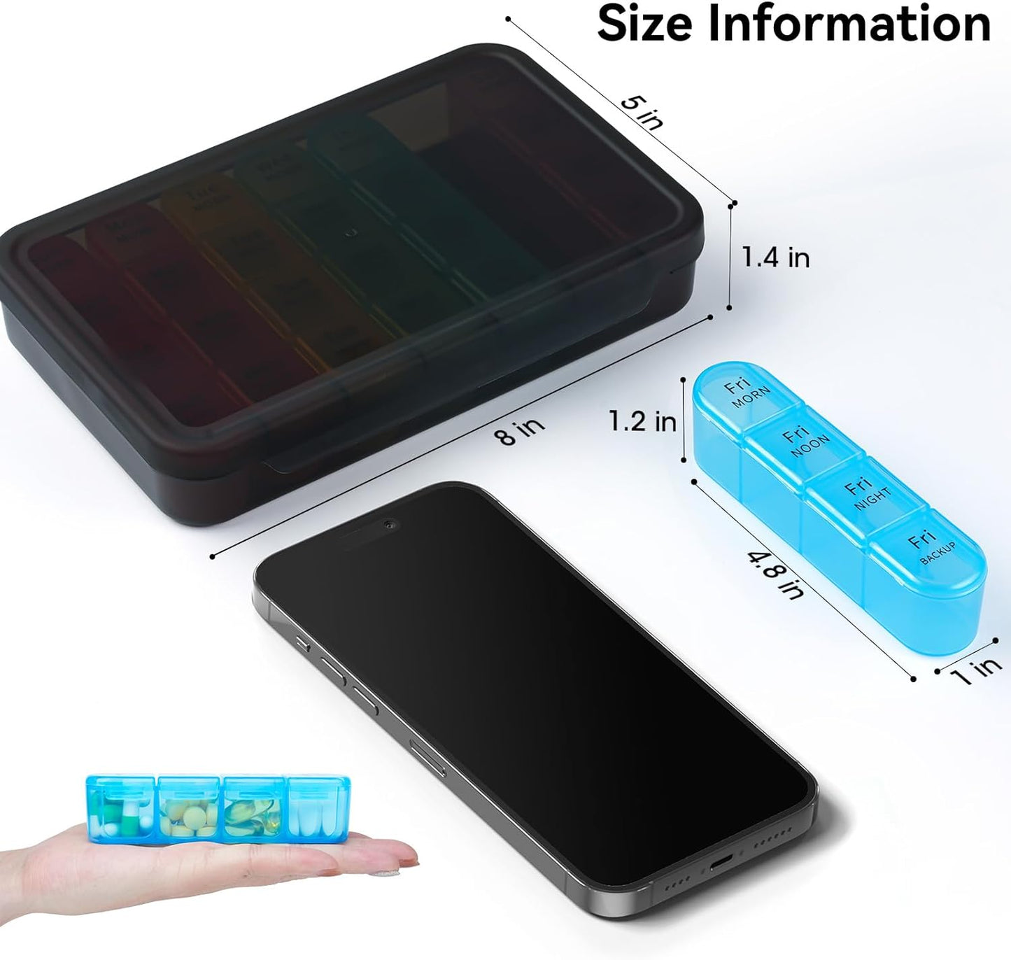 Weekly Pill Organizer 4 Times a Day, Travel Pill Case, Large Medicine Organizer 7 Day, Daviky Daily Box Container with 28 Compartments to Hold Vitamins, Medication