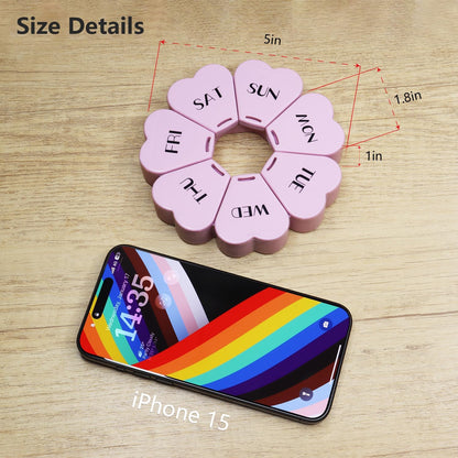 MOLN HYMY Cute Weekly Pill Organizer 7 Day, Large Vitamin Case Once Daily, Floral Pill Container for Fish Oil/Medication/Supplements (Purple Pink)