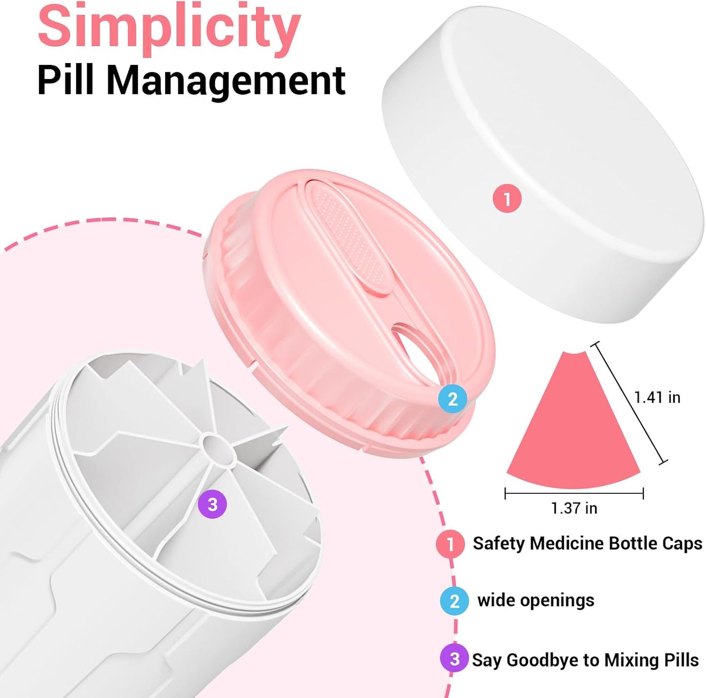 Extra Large Supplement Organizer, Betife Moisture-Proof Jumbo Pill Dispenser with 7 Large Compartments, Pill Boxes and Organizer to Hold Monthly Vitamin or Medication (White)