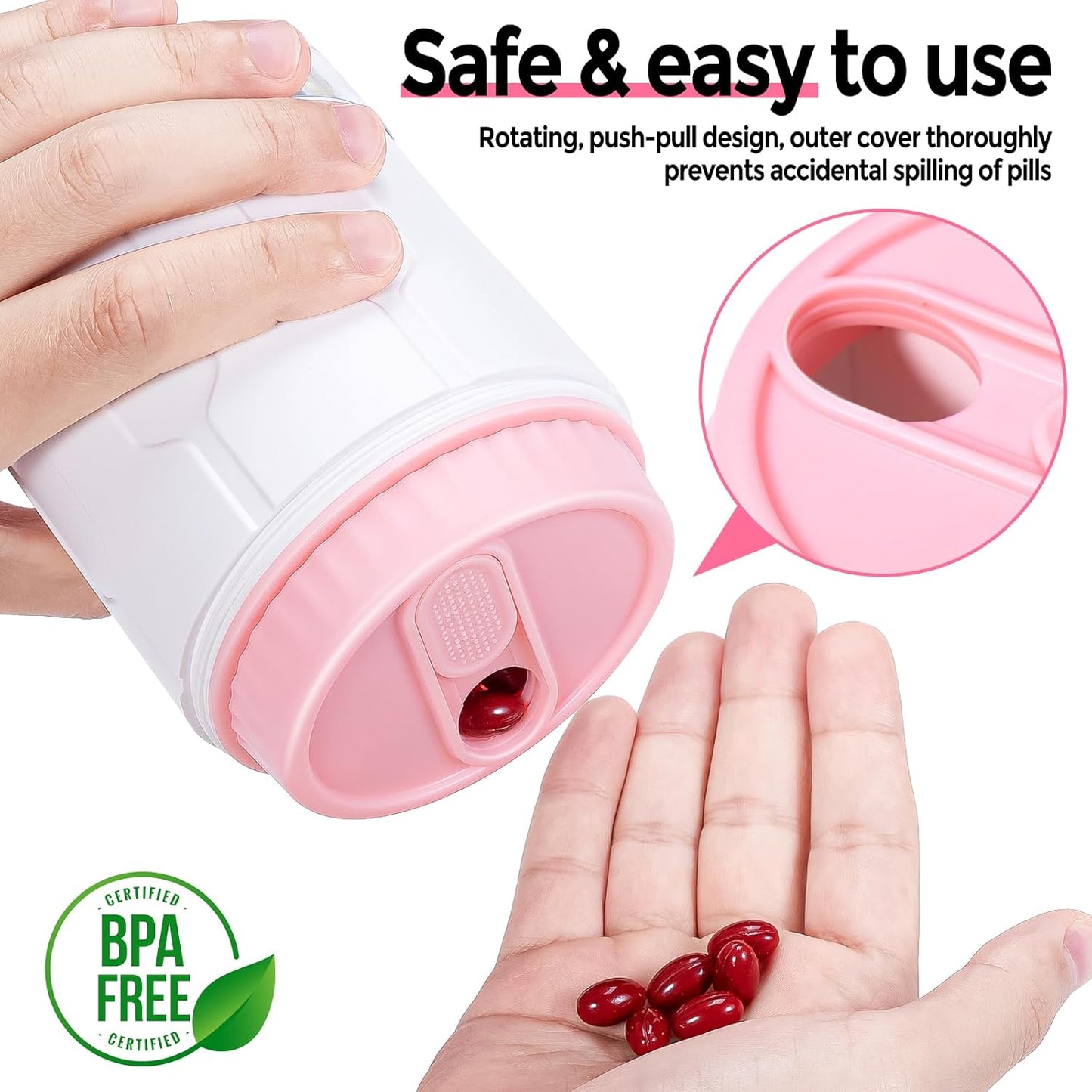 Extra Large Supplement Organizer, Betife Moisture-Proof Jumbo Pill Dispenser with 7 Large Compartments, Pill Boxes and Organizer to Hold Monthly Vitamin or Medication (White)