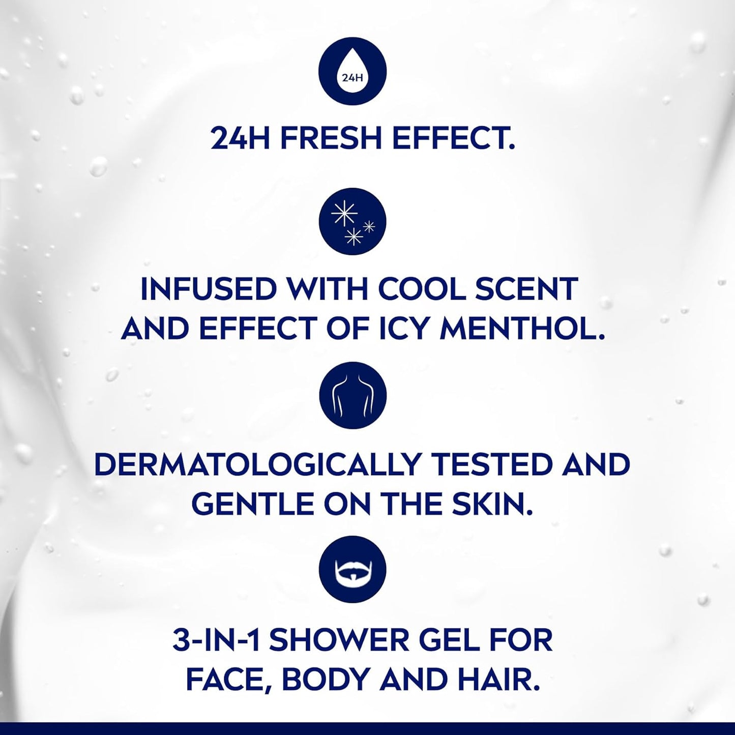 NIVEA MEN Cool Kick Body Wash | 3-in-1 Men Shower Gel (Body, Face & Hair), 3x500mL