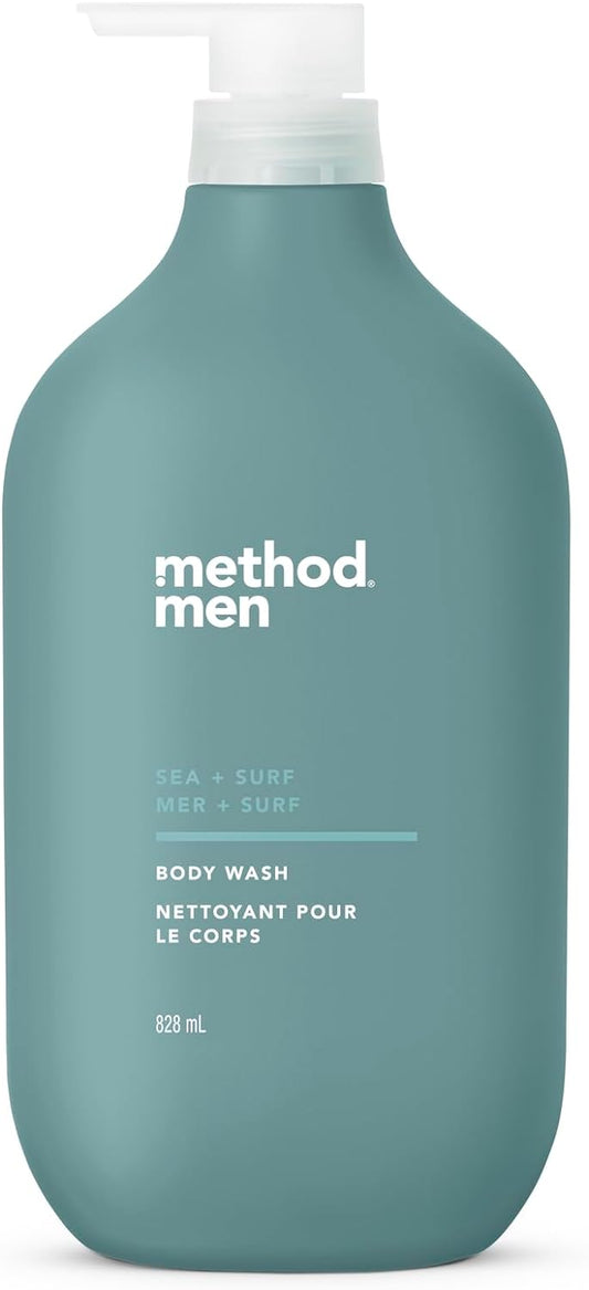 Method Mens Body Wash, Shower Gel and Body Soap that Revitalises and Refreshes the Skin for a Deep Clean, Sea + Surf Scent, 828 ml