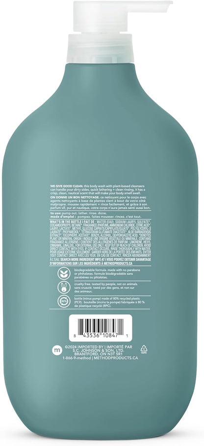 Method Mens Body Wash, Shower Gel and Body Soap that Revitalises and Refreshes the Skin for a Deep Clean, Sea + Surf Scent, 828 ml