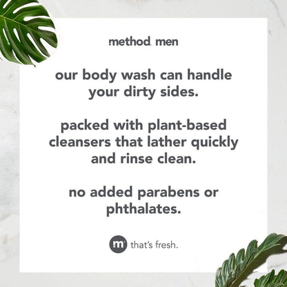 Method Mens Body Wash, Shower Gel and Body Soap that Revitalises and Refreshes the Skin for a Deep Clean, Sea + Surf Scent, 828 ml