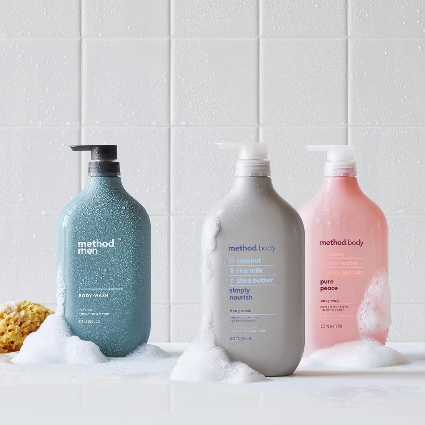 Method Mens Body Wash, Shower Gel and Body Soap that Revitalises and Refreshes the Skin for a Deep Clean, Sea + Surf Scent, 828 ml