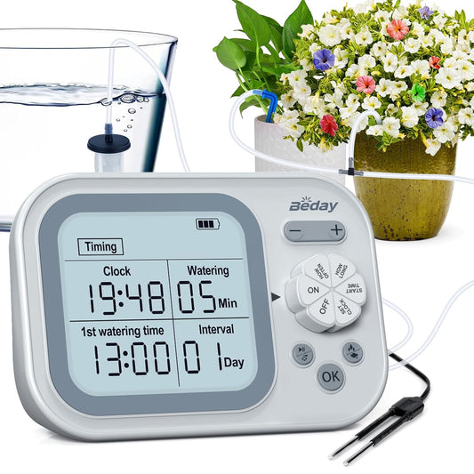 Automatic Drip Irrigation Kit - Automatic Plant Waterer - Drip Irrigation System - Self Watering System for 15 Potted Plants - Programmable Water Timer with Smart Humidity Detection