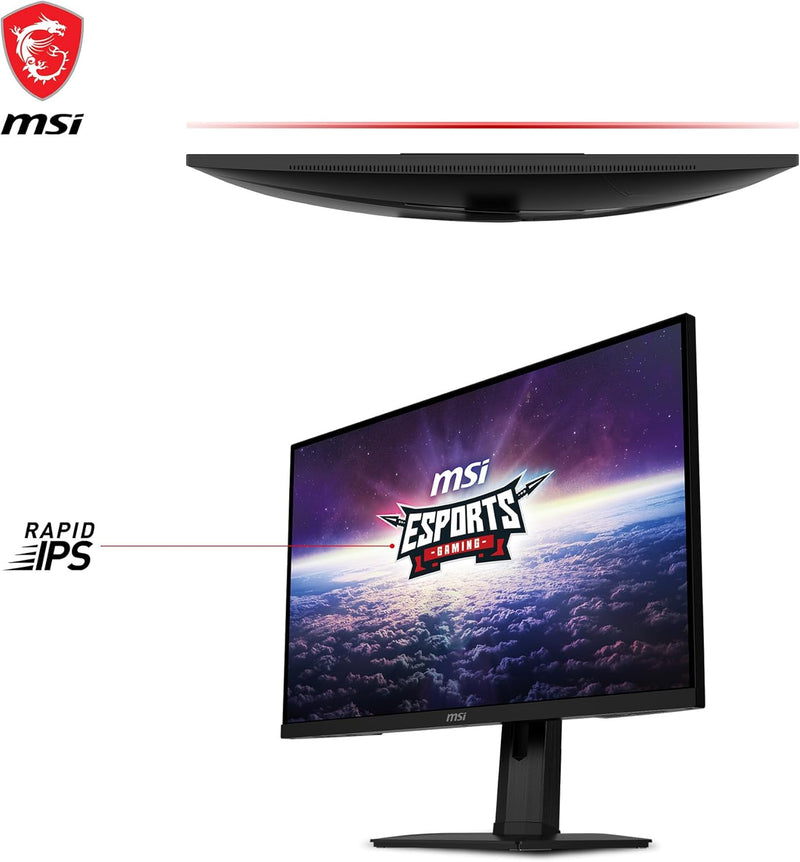 MSI G274QPX, 27" Gaming Monitor, 2560 x 1440 (QHD), Rapid IPS, 1ms, 240Hz, G-Sync Compatible, HDR 400, HDMI, Displayport, Tilt, Swivel, Height Adjustable, Pivot,Black