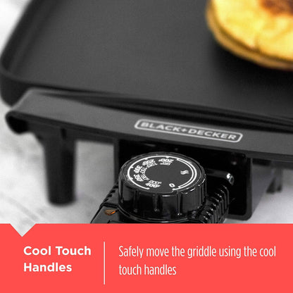 BLACK+DECKER Electric Griddle with Removable Temperature Probe, Indoor Grill, Pancake Griddle, Black, GD1810BC