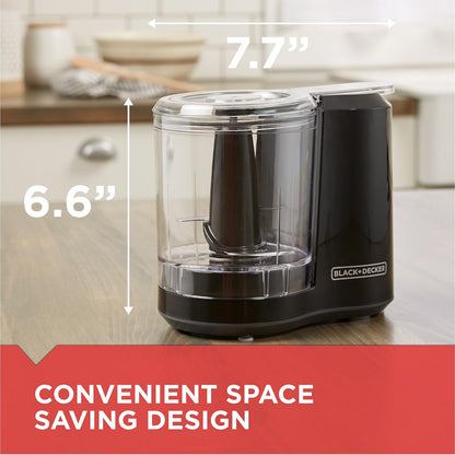 Black+Decker HC300BC Black + Decker 3-Cup Food Processor, One Touch Pulse, Dishwasher Safe Parts, 3-Cup, Black