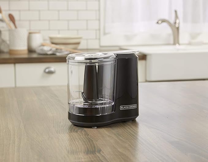 Black+Decker HC300BC Black + Decker 3-Cup Food Processor, One Touch Pulse, Dishwasher Safe Parts, 3-Cup, Black