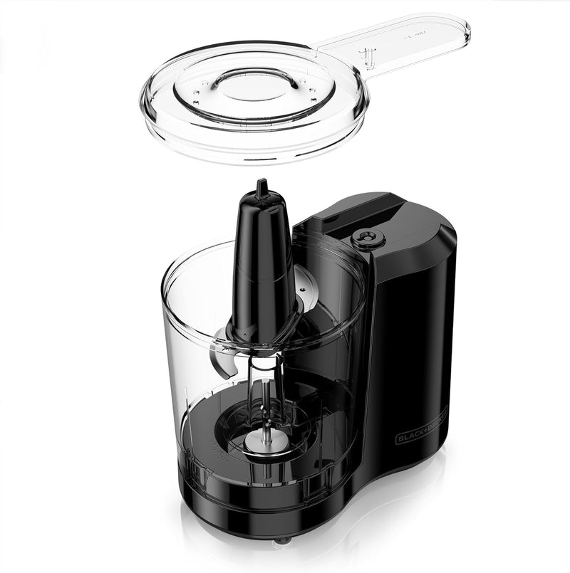 Black+Decker HC300BC Black + Decker 3-Cup Food Processor, One Touch Pulse, Dishwasher Safe Parts, 3-Cup, Black