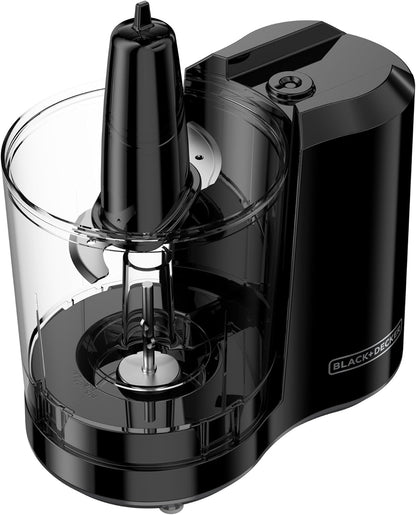 Black+Decker HC300BC Black + Decker 3-Cup Food Processor, One Touch Pulse, Dishwasher Safe Parts, 3-Cup, Black