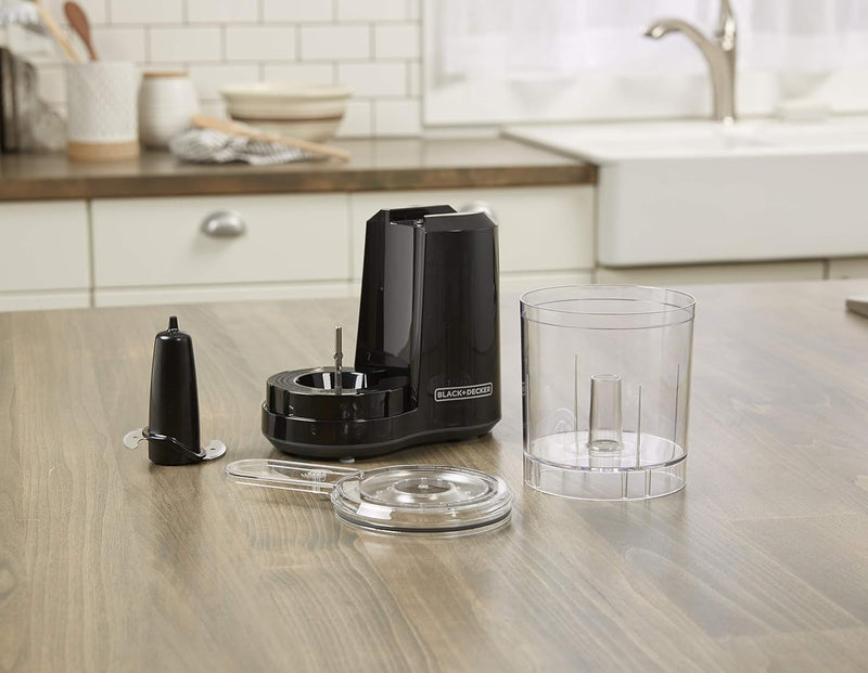 Black+Decker HC300BC Black + Decker 3-Cup Food Processor, One Touch Pulse, Dishwasher Safe Parts, 3-Cup, Black