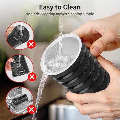 Paris Rhône Milk Frother, 4 in 1, Non-Slip, Hot & Cold Milk Steamer, Auto Shut-Off, Black, Plastic, Electric, Stylish, Eiffel Tower Design