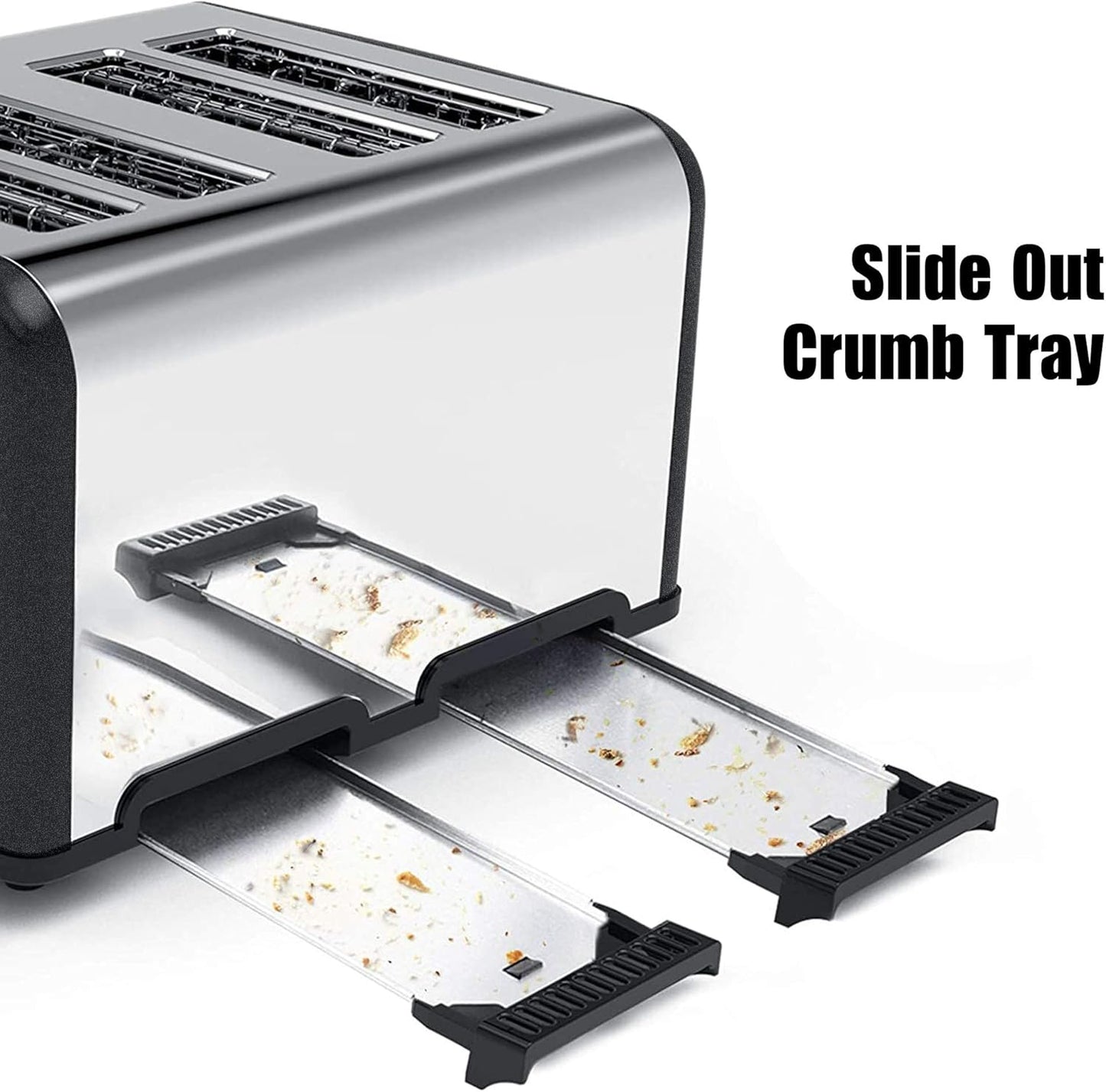 Toaster 4 Slice, Bagel Stainless Toaster with LCD Timer, Extra Wide Slots, Dual Screen, Removal Crumb Tray (Gray)