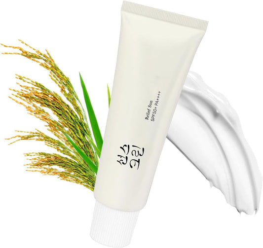 1PCS Relief Sun Organic Sunscreen SPF50 PA++++ with Rice & Probiotics, Nourishing UV Defense Facial Moisturizer, Korean Skin Care for All Skin Types