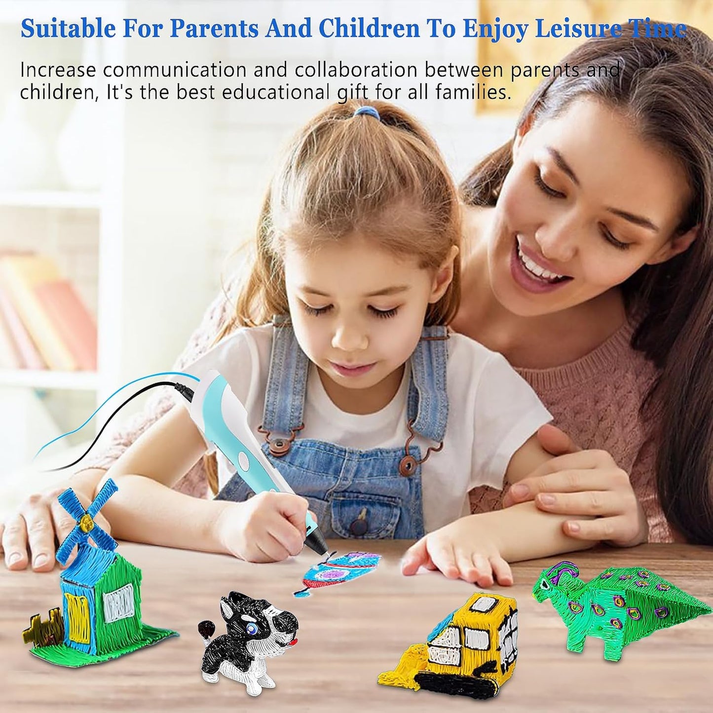 3D Printing Pen for Kids with Adjustable Temperature and Speed Includes 12 Color PLA Filament Refills and Charger Creative Drawing and Writing Tool