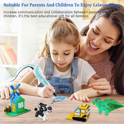 3D Printing Pen for Kids with Adjustable Temperature and Speed Includes 12 Color PLA Filament Refills and Charger Creative Drawing and Writing Tool