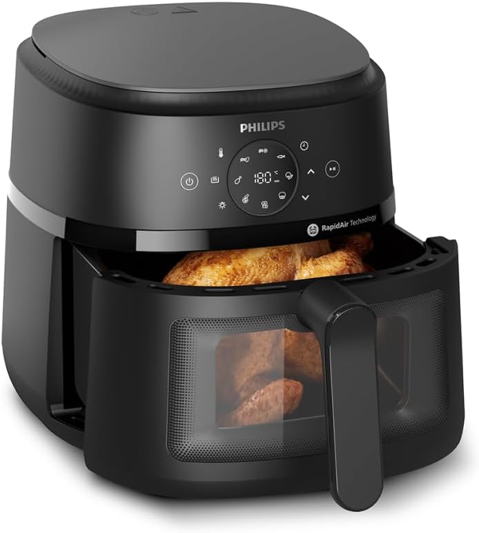 Philips Air Fryer 2000 Series 13-in-1 functions, 6.6 Quarts, Compact Design with Cooking Window, Black, (NA230/00)