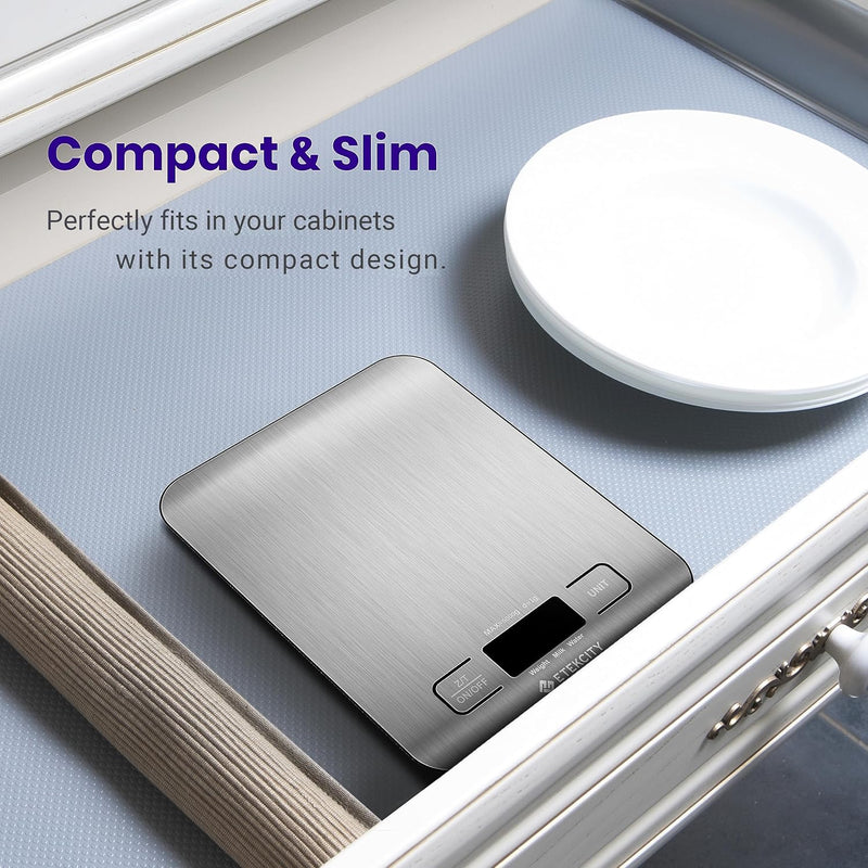 Etekcity Food Kitchen Scale, Digital Grams and Ounces for Weight Loss, Baking, Cooking, Keto and Meal Prep, Postal Parcel, Small, 304 Stainless Steel