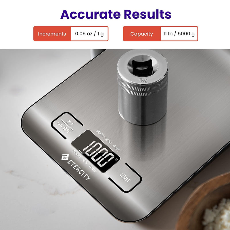 Etekcity Food Kitchen Scale, Digital Grams and Ounces for Weight Loss, Baking, Cooking, Keto and Meal Prep, Postal Parcel, Small, 304 Stainless Steel