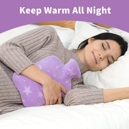 DICEVER Hot Water Bottle with Soft Cover, 2L Hot Water Bag for Menstrual Cramps, Neck and Shoulder Pain Relief, Hot and Cold Therapies, Hand Feet Warmer, Purple