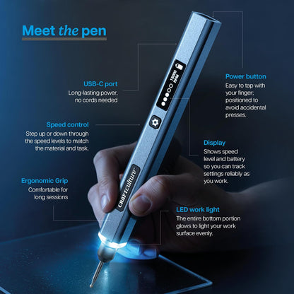 Cordless Engraving Pen Tool with Adjustable Speed and 31 Precision Bits for Metal Wood Glass Plastic and Craft Projects