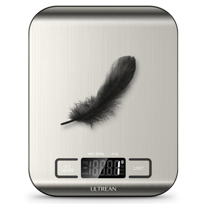 Ultrean Food Scale, Digital Kitchen Scale Weight Grams and Ounces for Baking and Cooking, 6 Units with Tare Function, 11lb (Batteries Included)