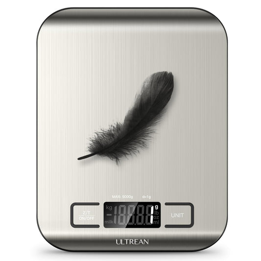 Ultrean Food Scale, Digital Kitchen Scale Weight Grams and Ounces for Baking and Cooking, 6 Units with Tare Function, 11lb (Batteries Included)