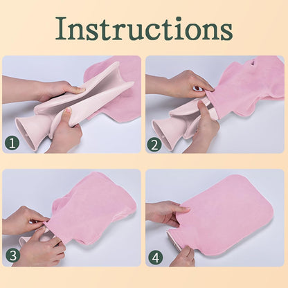 1.8L Hot Water Bottle with Cover, Hot Water Bag for Neck, Shoulder Pain and Hand Feet Warmer, Hot Bag for Pain Relief, Cold Therapy