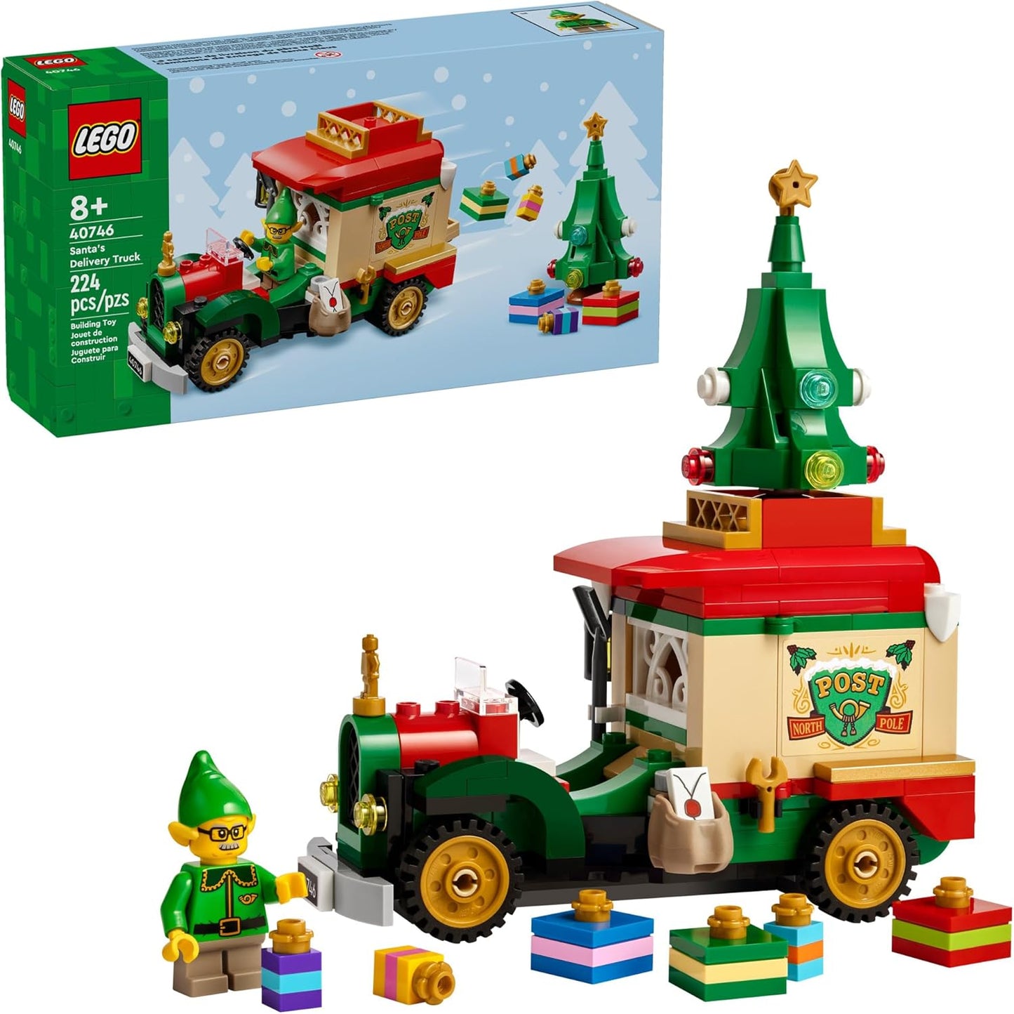 Holiday Delivery Truck Building Blocks Set for Kids Festive Construction Toy with 224 Pieces Creative Play and Seasonal Display Ages 8 and Up - PuriLite