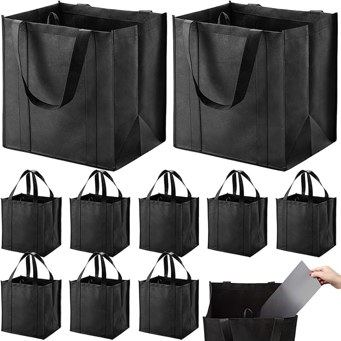 NERUB Set of 10 Reusable Grocery Bags Heavy Duty Shopping Bags Large Grocery Totes