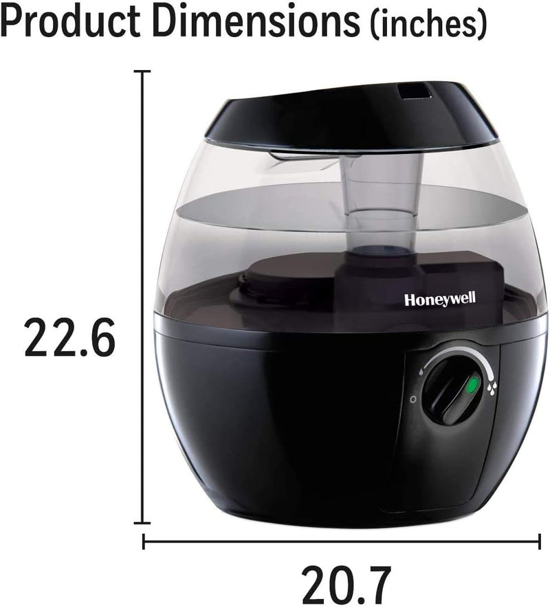 Honeywell HUL520BC MistMate Ultrasonic Cool Mist Humidifier, Black, with Adjustable Mist Control, Auto Shut-off, Ultra Quiet Operation, Visible Cool Mist, 0.5-Gallon