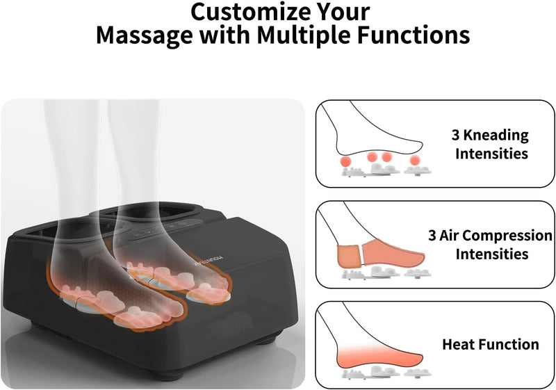 MOUNTRAX Foot Massager Machine with Heat, Gifts for Women Men, Shiatsu Foot Massager with Remote Control, Deep Kneading and Soothing Heat, Fits Feet Up to Men Size 12 (Black)