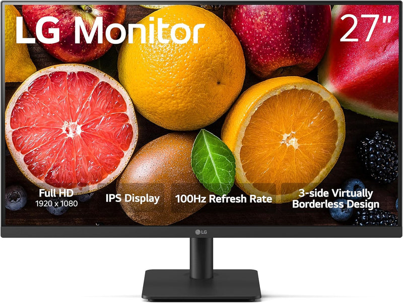 LG FHD Monitor (27MS500) - 27" Full HD (1920x1080) IPS Display, 100Hz Refresh Rate, Reader Mode & Flicker Safe, 5ms (GtG) Response time, 3-Side Virtually Borderless Design, Tilt Adjustment