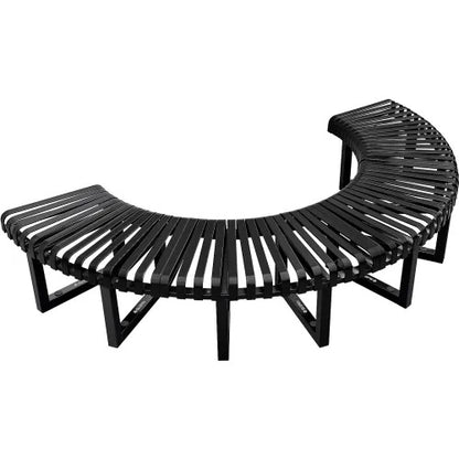 Global Industrial™ Outdoor Curved Bench, Steel Slat, Half Circle, Black