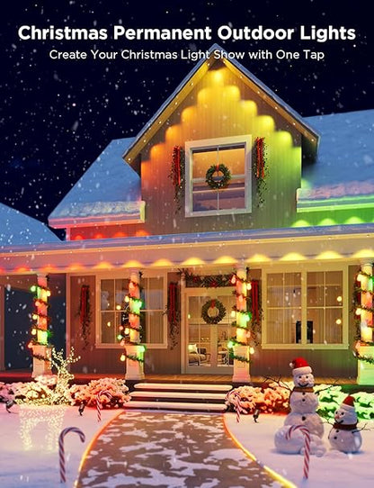 Govee Permanent Outdoor Lights, Smart RGBIC Outdoor Lights with 75 Scene Modes, 50ft with 36 LED Eaves Lights, IP67 Waterproof, for Christmas Decorations, Work with Alexa, Google Assistant