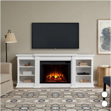 Real Flame Eliot Grand White Media Electric Fireplace - PuriLite