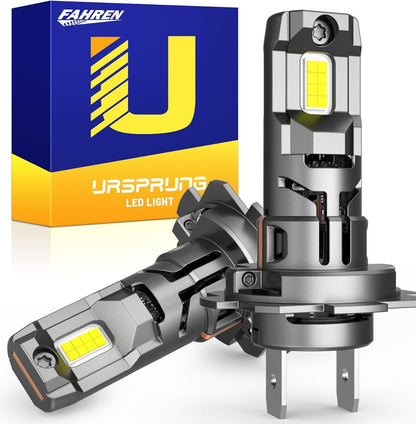 2025 H7 LED Headlight Bulbs, 33000LM 800% Super Brightness H7 LED Bulbs, 1:1 Mini Size Plug and Play, 6500K Cool White H7 Halogen Replacement, Pack of 2