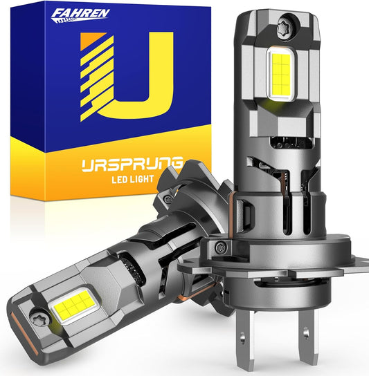 2025 H7 LED Headlight Bulbs, 33000LM 800% Super Brightness H7 LED Bulbs, 1:1 Mini Size Plug and Play, 6500K Cool White H7 Halogen Replacement, Pack of 2