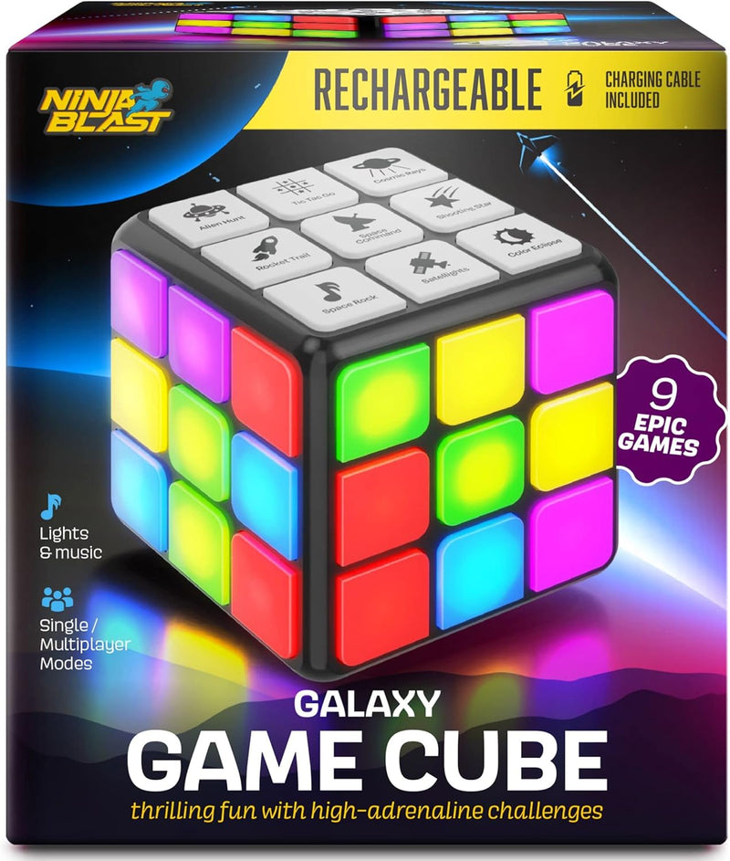 Rechargeable Game Activity Cube - 9 Fun Brain & Memory Games - Cool Toys for Boys and Girls - Christmas/Birthday Gifts for Ages 6-12+ Year Old Kids Tweens & Teens - Best Boy & Girl Toy Gift Ideas