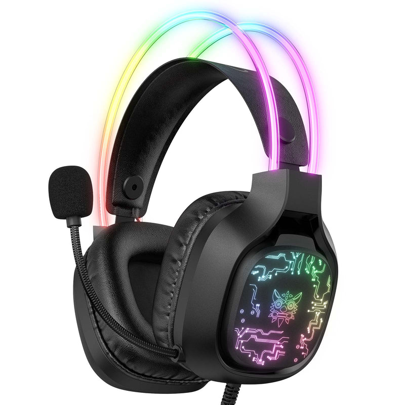 Onikuma X22-BK - RGB Gaming Headset with Microphone, 3.5mm/USB for PC/PS4/Xbox